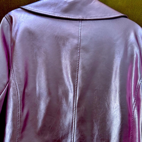 Eloquii Shimmering metallic Pink Leather moto Jacket NWT plus size 22/24 - Picture 4 of 4